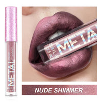 Glitter Metallic Liquid Lipstick Waterproof Shiny Shimmer Metal Lip Gloss Tint Non-Stick Cup Lipgloss Long Lasting Makeup