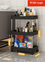 3/4 Tier Rolling Utility Cart Storage Shelf Movable Gap Storage Rack Kitchen Bathroom