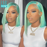 13x4  Short Wigs Human Hair Straight Bob Lace Front Wigs Transparent Lace Frontal Wig T Part Brazilian Remy Hair Wig