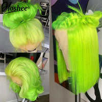 HD Lace Wig 13x4 Human Hair Fluorescent Green Human Hair Wigs Short Bob Lace Frontal Wigs Blonde 613 Colored Lace Closure Wigs