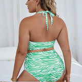 Zebra Striped Print Women Large Bikini Summer Plus Size Avail Swimwear