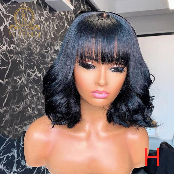 13x6 Body Wave Bob Wig Lace Front Wig Frontal Wigs Human Remy Hair Closure Wig Human Hair With Bangs Wig Natural Hair - Divine Diva Beauty