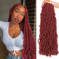 24 Inch 6 Packs New Faux Locs Hair Pre-Looped Synthetic Goddess Locs Braiding Hair Extensions for Women 21 Strands Knotless Style Natural Wavy Crochet Hair (24 Inch, 30#) 24 Inch (Pack of 6) 30# - Divine Diva Beauty
