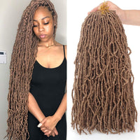 24 Inch 6 Packs New Faux Locs Hair Pre-Looped Synthetic Goddess Locs Braiding Hair Extensions for Women 21 Strands Knotless Style Natural Wavy Crochet Hair (24 Inch, 30#) 24 Inch (Pack of 6) 30# - Divine Diva Beauty