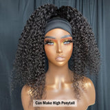 Headband Wig Human Hair Long Loose Deep Wave Full Machine Made Brazilian Kinky Curly Natural Wigs