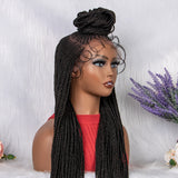 ***sale 28 Inches Synthetic Black Box Braided Lace Front Wigs With Baby Hair Natural Knotless Braiding Wig