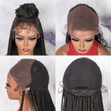 28 Inches Synthetic Black Box Braided Lace Front Wigs With Baby Hair Natural Knotless Braiding Wig