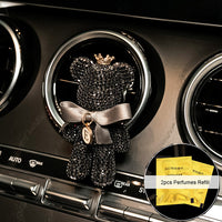 Cartoon Diamond Crystal Bow Gloomy Bear Car Pendant Mirror Hanging Ornaments Bling Car Interior Decoration Women Accessories - Divine Diva Beauty