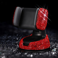 Crystal Rhinestones 360 Degree Car Phone Holder for Car Dashboard Auto Windows and Air Vent Universal Car Mobile Phone Holder - Divine Diva Beauty