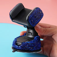 Crystal Rhinestones 360 Degree Car Phone Holder for Car Dashboard Auto Windows and Air Vent Universal Car Mobile Phone Holder - Divine Diva Beauty