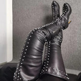 thigh High Platform Boots Studded Over Knee Boots Side Zip Party Shoes 11+