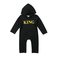 Baby Boy Romper King Letter Long Sleeve Hooded Tracksuit Outfits bby