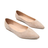 Women Leather Shoes Solid Color Basic Style Pointed Toe 11+