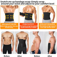 Menswear Waist Trainer Abdomen Body Shaper High Compression Modeling Strap Slimming Belly Belt Fitness Cincher Sweat Wraps Shapewear