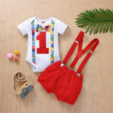 First Birthday Outfits Numbers 1 Necktie Baby Overalls bby