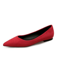 Women Leather Shoes Solid Color Basic Style Pointed Toe 11+