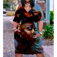 afrocentric Print Midi Dress plus size avail