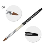 Sable Acrylic Brush UV Gel Carving Pen Brush Liquid Powder DIY Nail Drawing Flat Round Red Wood Nail Art Brush