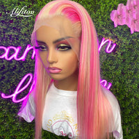 Mix Pink Highlight Wig Human Hair Blonde Piano Color Lace Front Human Hair Wigs 613 hd Lace Frontal Wig - Divine Diva Beauty