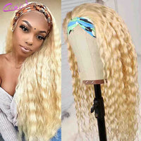 613 Water Wave Headband Wig Human Hair Wigs Blonde Headband Wig Curly Water Wave Human Hair Brazilian Scarf Wigs