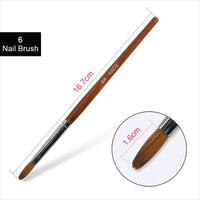 Sable Acrylic Brush UV Gel Carving Pen Brush Liquid Powder DIY Nail Drawing Flat Round Red Wood Nail Art Brush