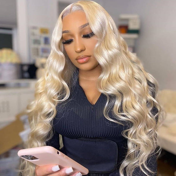 Body Wave Blonde Lace Front Wig Human Hair Brazilian Wigs 28 30 Inch Honey Blonde Straight 613 Lace Frontal Wig - Divine Diva Beauty