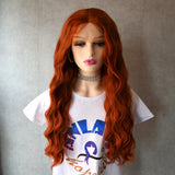 180% Density Glueless Body Wave Wig  Orange Ginger Lace Front Synthetic Hair Wig Heat Resistant