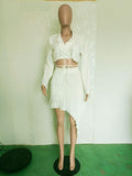 2 pcs Women Set Solid Ruched Notched Blazer Mini Dress - Divine Diva Beauty