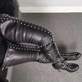 thigh High Platform Boots Studded Over Knee Boots Side Zip Party Shoes 11+