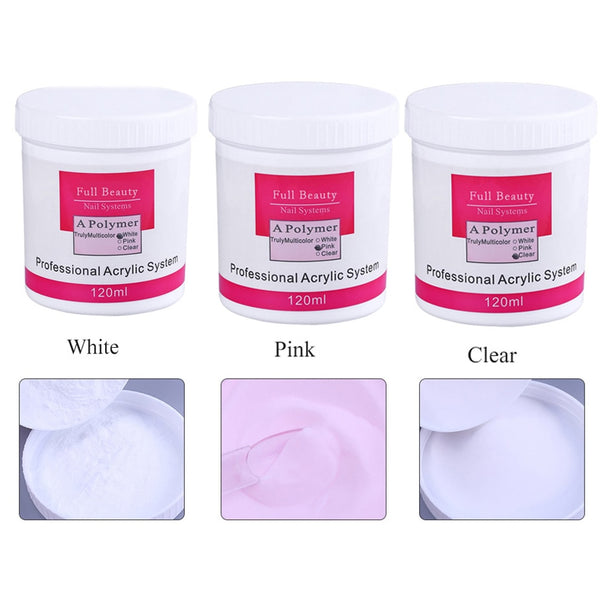 Nail Art Tips Builder Manicure Acrylic Powder for Nails Nails Acrylic Powder Clear Pink White Carving Crystal Polymer Acrylic