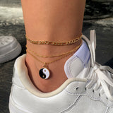 Iced Out Rhinestone Crystal Miami Cuban Anklet Padlock Pendant Anklet On Foot Barefoot Sandals Jewelry