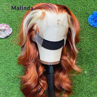 Lace Front Human Hair Wigs Ginger Human Hair Wig Highlights 30 Inch Body Wave Lace Front Wig 613 Blonde Human Hair Wig For Women - Divine Diva Beauty
