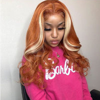 Lace Front Human Hair Wigs Ginger Human Hair Wig Highlights 30 Inch Body Wave Lace Front Wig 613 Blonde Human Hair Wig For Women - Divine Diva Beauty