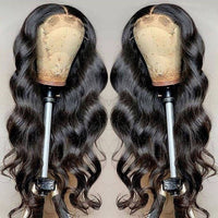 Medium Length Body Wave Swiss Lace Front Human Hair Wigs PrePlucked Brazilian Body Wave Lace Frontal Wig With Baby Hair - Divine Diva Beauty