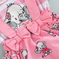 Infant Girl 2Pcs Outfit Pleated Fly Sleeves Cartoon Print bby