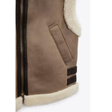 Fashion Thick Warm Lambswool Imitation Leather Vest Coat outerwear