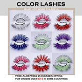 False Colored Eyelashes colored Natural Faux Mink Fluffy Style Eye Lash Extension Makeup  Colorful Eyelash
