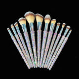 12Pcs/set Diamond-studded Makeup Brushes Gems Makeup Beauty Tools Full Diamond Loose Powder Foundation Concealer Brush Bling - Divine Diva Beauty