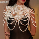 Pearl Body Chain Bra Adjustable Size Shawl Necklaces Collar Shoulder Fashion Tops Chain Necklaces Body Jewelry