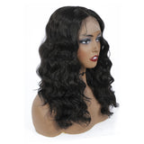 Synthetic Lace Front Wigs Loose Wave Middle Part Transparent Swiss Lace Soft Natural Brown Wavy Hair Wig