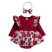Infant Girl 2Pcs Outfit Pleated Fly Sleeves Cartoon Print bby
