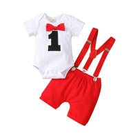 First Birthday Outfits Numbers 1 Necktie Baby Overalls bby