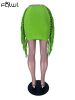 Summer Streetwear Mini High W Tassel Skirt