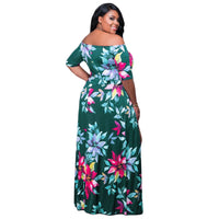 plus size avail Long Maxi Dress Women Short Sleeve Floral Print