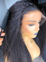 250 Density Yaki Kinky Straight Short Bob Human Hair Wigs Brazilian Human Hair T Part HD Transparent Lace Wig - Divine Diva Beauty