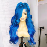 13x4 13x6 Transparent Lace Frontal Body Wave Human Hair Wig Blue Color Brazilian Remy Lace Front Human Hair Wigs SALE