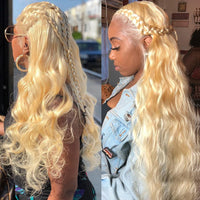 613 Honey Blonde 13x4 HD Transparent Lace Frontal Human Hair Wigs Pre Plucked 180% Brazilian Body Wave Lace Front Wig - Divine Diva Beauty