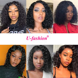 ****sale ****V Part Wig Human Hair No Leave Out Upgrade U Wig Glueless Curly Human Hair Wigs V Part Short Bob Kinky Curly Wig Part