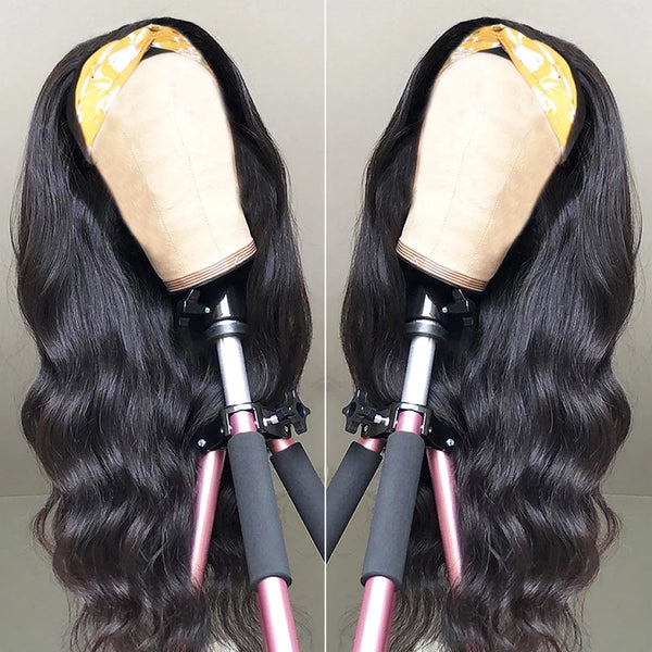 Headband Wig 100% Human Hair Scarf Wig 150%/180% Density Remy Brazilian Body Wave Wig Natural Wavy Glueless