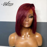 Short Pixie Cut Straight Bob Prepluck With Baby Hair 4X4 Lace Front Closure Human Hair Wigs  99J Burgundy Red Color - Divine Diva Beauty